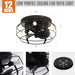12" Flush Mount Low Profile Caged Small Ceiling Fan with Light and Remote Control - Sweatfully