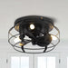 12" Flush Mount Low Profile Caged Small Ceiling Fan with Light and Remote Control - Sweatfully