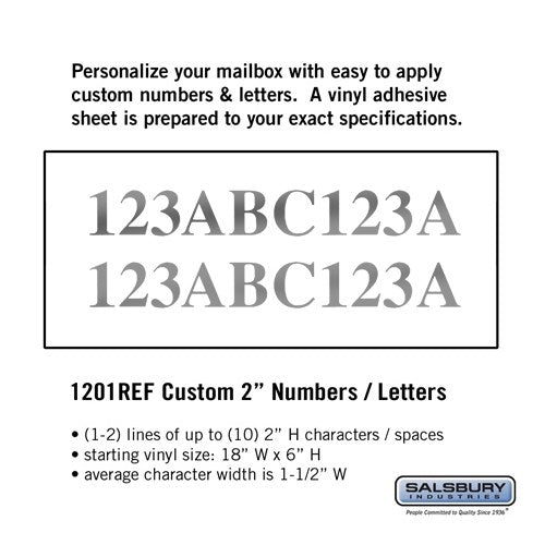 Salsbury Custom Numbers / Letters - Horizontal - Reflective Vinyl - 2 Inches High - Sweatfully