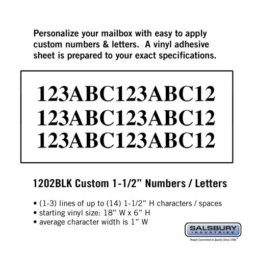 Salsbury Custom Numbers / Letters - Horizontal - Black Vinyl - 1.5 Inches High - Sweatfully