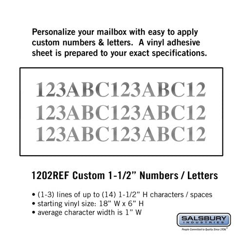 Salsbury Custom Numbers / Letters - Horizontal - Reflective  Vinyl - 1.5 Inches High - Sweatfully