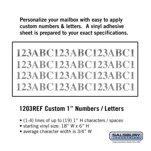 Salsbury Custom Numbers / Letters - Horizontal - Reflective  Vinyl - 1 Inch High - Sweatfully