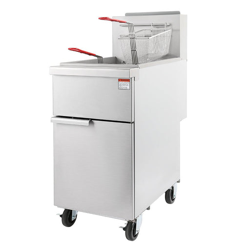 120K BTU Commercial Stainless Steel Gas Powered Floor Deep Fryer With Baskets, 50-55 LBS (96241357) - Sweatfully
