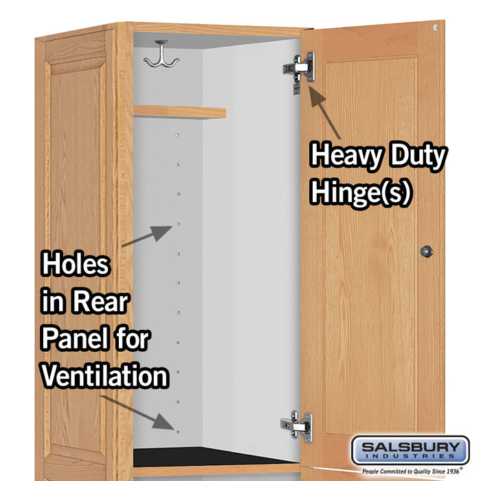 Salsbury 16" Wide Double Tier Solid Oak Executive Wood Locker - 1 Wide - 6 Feet High - 21 Inches Deep - Light Oak - Sweatfully
