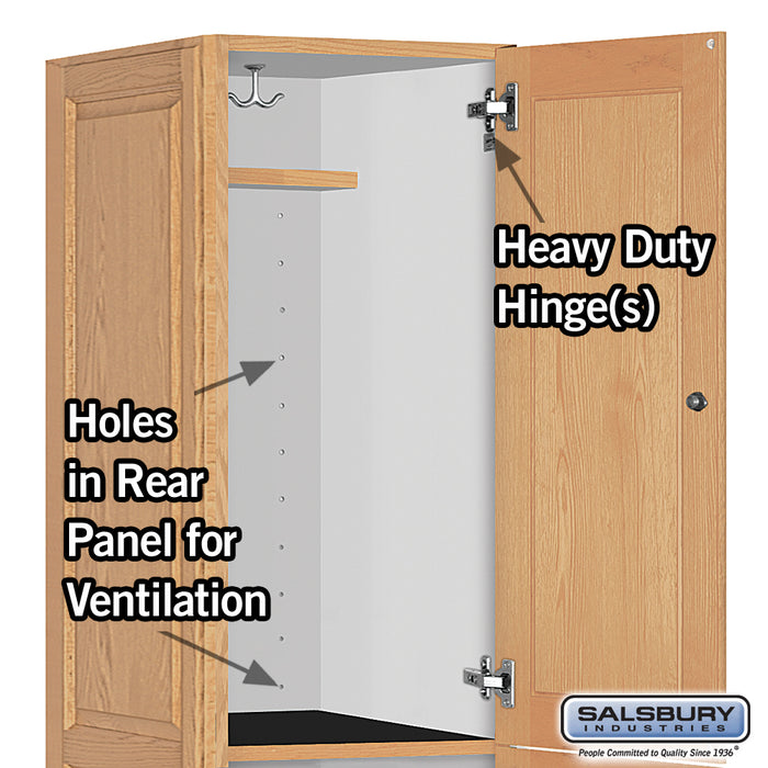 Salsbury 16" Wide Double Tier Solid Oak Executive Wood Locker - 1 Wide - 6 Feet High - 24 Inches Deep - Light Oak - Sweatfully