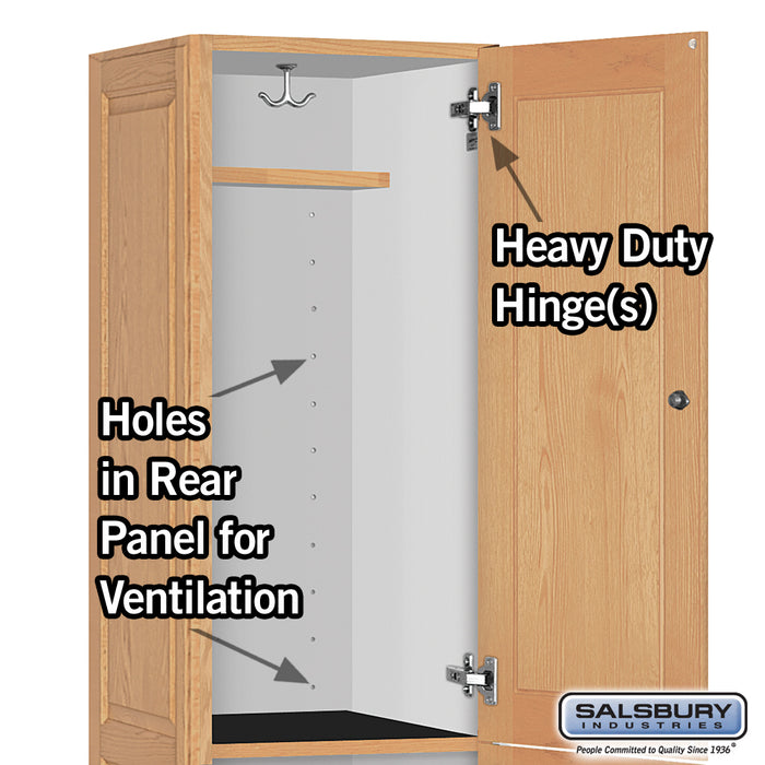 Salsbury 16" Wide Double Tier Solid Oak Executive Wood Locker - 1 Wide - 6 Feet High - 18 Inches Deep - Light Oak - Sweatfully