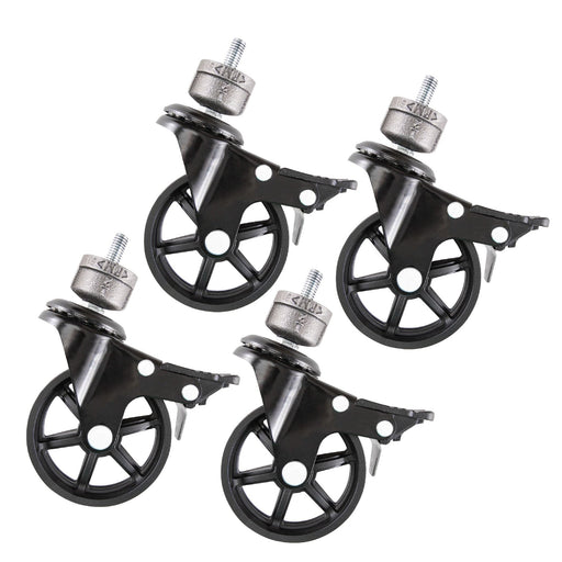 Swivel Caster Wheels for  ½” Pipe with Locking Mechanism (4-Pack) - Sweatfully