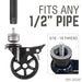 Swivel Caster Wheels for  ½” Pipe with Locking Mechanism (4-Pack) - Sweatfully
