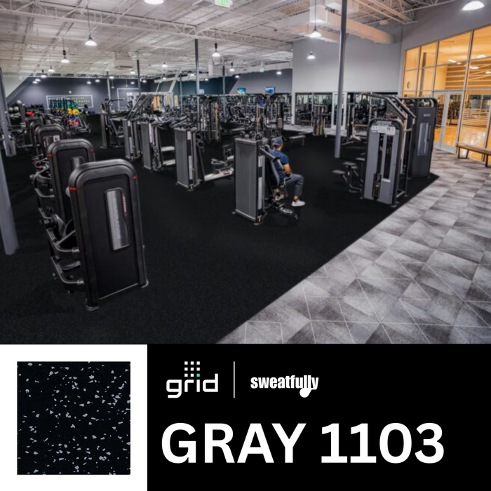 Grid Regrind Rubber Modx Tiles CORE Series Rubber Flooring with Flecks (1 sq. ft.) - Sweatfully
