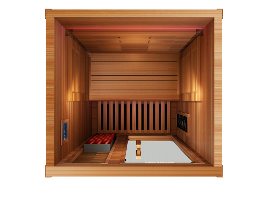 Peak Saunas Rainier 1-Person Indoor Full Spectrum Infrared Sauna with XL Medical-Grade Red Light Therapy & Smart WiFi App Control - Sweatfully