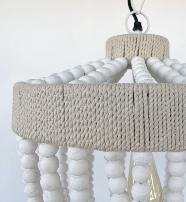 Very Large Farmhouse Beaded Chandelier Pendant Light - Sweatfully