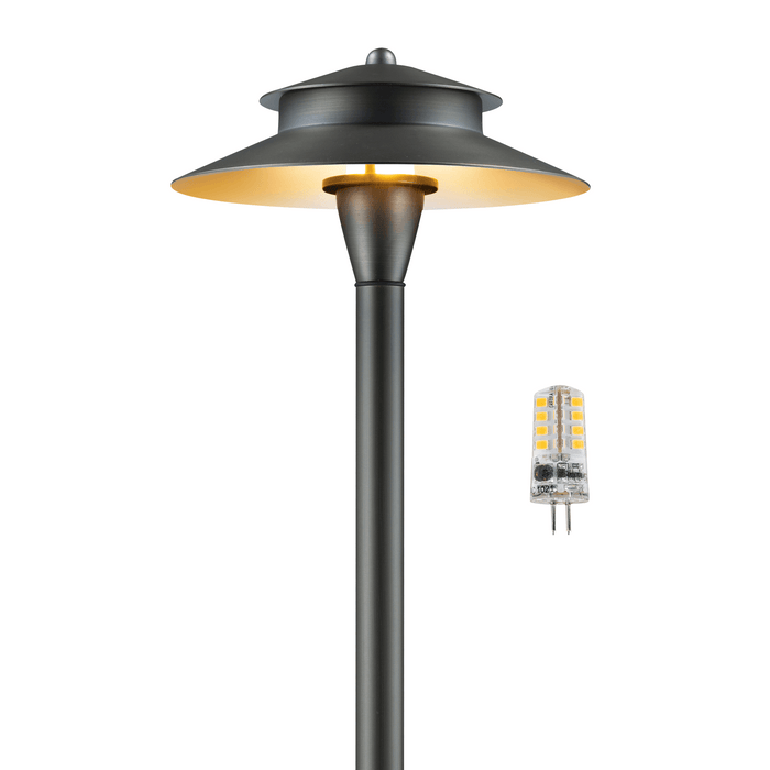 Gardenreet Brass Low Voltage Pathway Lights, 12V Outdoor LED Landscape Path Lights(Double Hat) for Walkway Driveway Garden Patio (2405) - Sweatfully