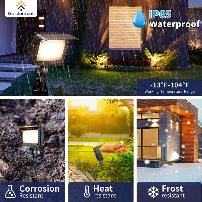Gardenreet Outdoor Flood Light , Dimmable Integrated LED, Die-cast Aluminum, 7/12/20W 2700K, 12V Low Voltage, Waterproof Security Light Landscape Fixture with Adjustable Angle Arm and Rotating Lamp Shades (2507) - Sweatfully