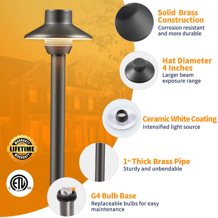 Gardenreet Brass Low Voltage Pathway Lights, 12V Outdoor LED Landscape Path Lights(Mini) for Walkway Driveway Garden Yard (2411) - Sweatfully