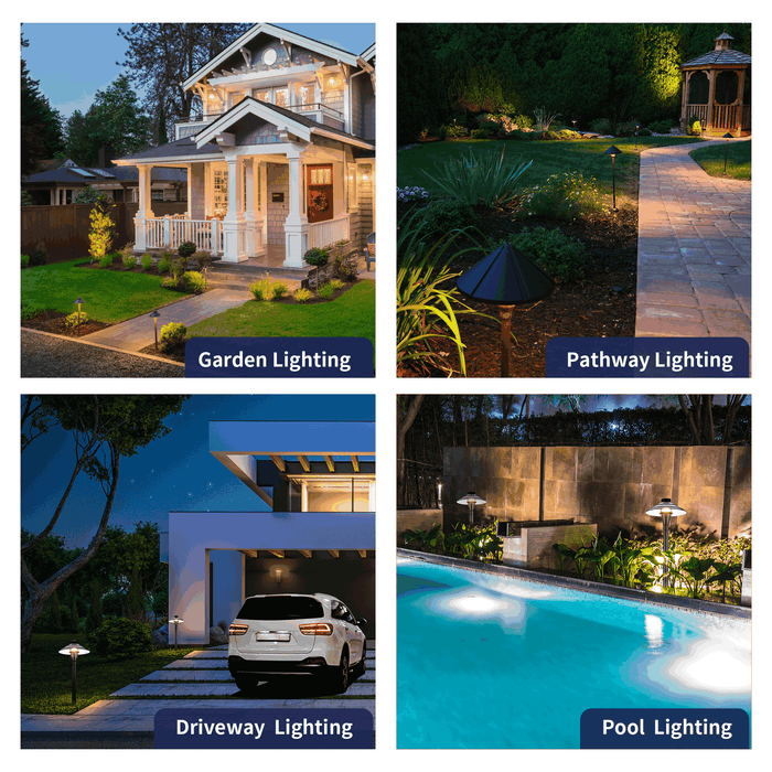 Gardenreet Brass Low Voltage Pathway Lights, 12V Outdoor LED Landscape Path Lights(Premium Flat Hat) for Walkway Driveway Garden Yard (2403) - Sweatfully