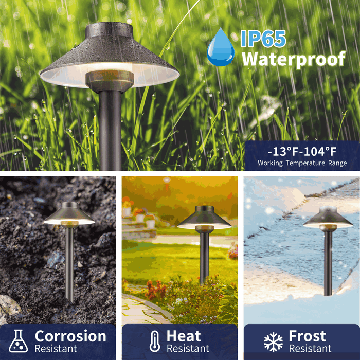 Gardenreet Solid Brass Low Voltage Landscape Pathway Light, LED Outdoor Accent Path and Area Light(Hat 2401) - Sweatfully