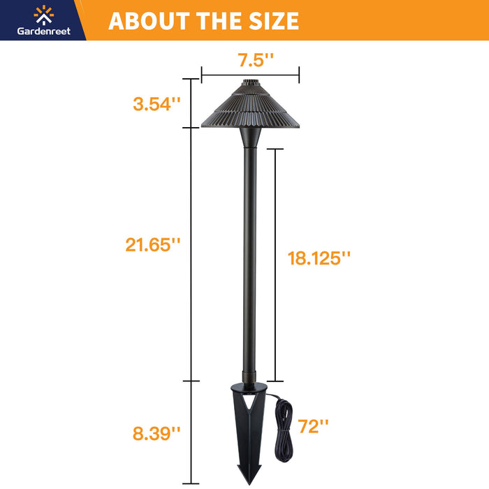Gardenreet Brass Low Voltage Pathway Lights, 12V Outdoor LED Landscape Path Lights(Traditional Umbrella) for Walkway Driveway Garden Yard (2412) - Sweatfully