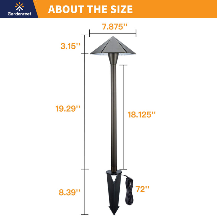 Gardenreet Brass Low Voltage Pathway Lights, 12V Outdoor LED Landscape Path Lights(Umbrella) for Walkway Driveway Garden Yard (2413) - Sweatfully