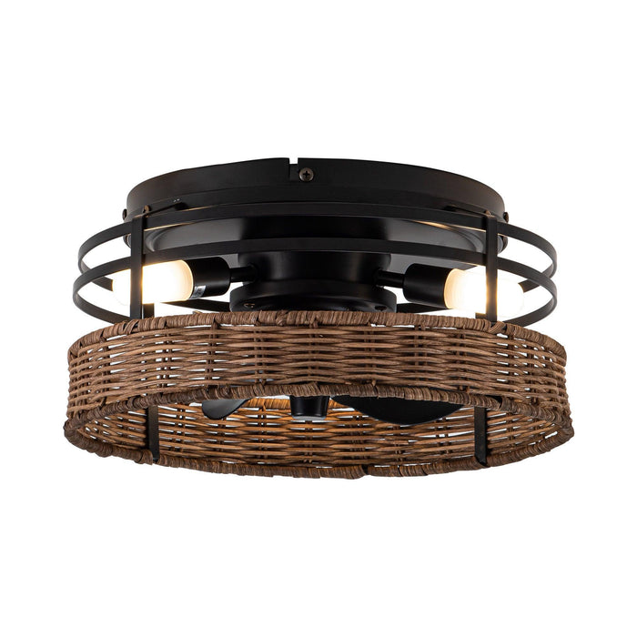 13" Farmhouse Flush Mount Reversible Ceiling Fan with Lighting and Remote Control - Sweatfully