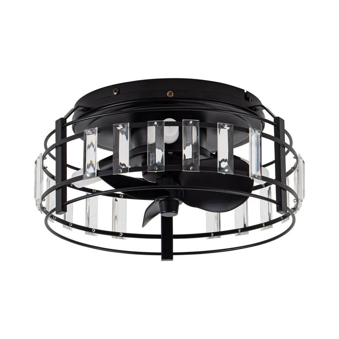 13" Modern DC Motor Flush Mount Reversible Crystal Ceiling Fan with Lighting and Remote Control - Sweatfully