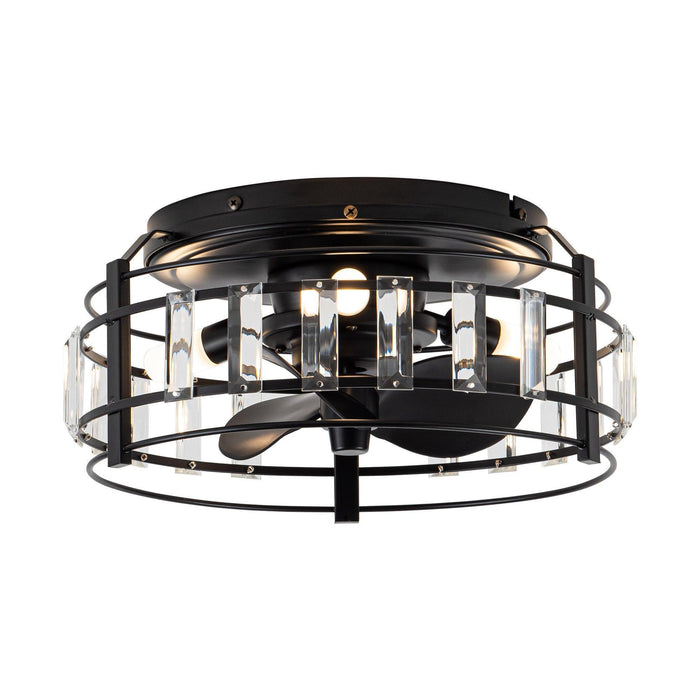 13" Modern DC Motor Flush Mount Reversible Crystal Ceiling Fan with Lighting and Remote Control - Sweatfully
