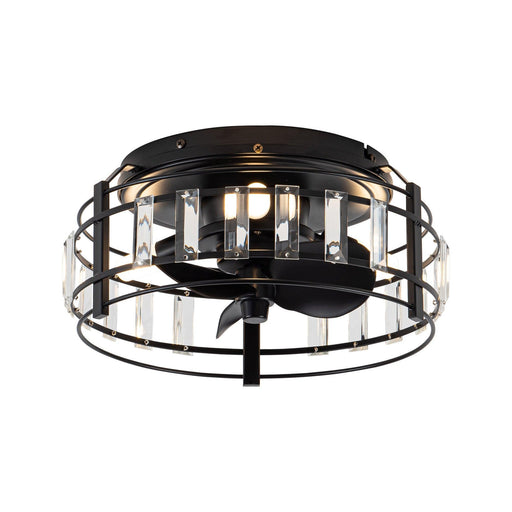 13" Modern DC Motor Flush Mount Reversible Crystal Ceiling Fan with Lighting and Remote Control - Sweatfully