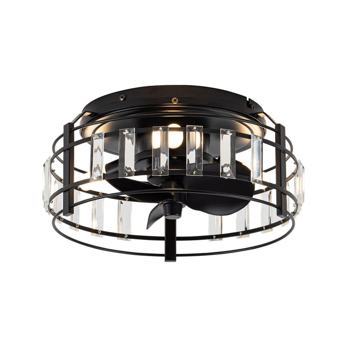 13" Modern DC Motor Flush Mount Reversible Crystal Ceiling Fan with Lighting and Remote Control - Sweatfully