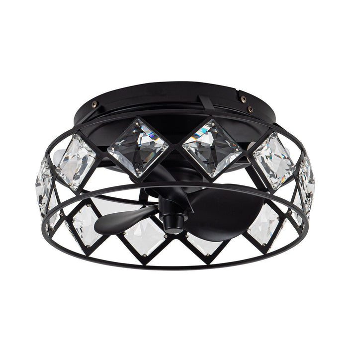 13" Srinager Modern DC Motor Flush Mount Reversible Crystal Ceiling Fan with Lighting and Remote Control - Sweatfully