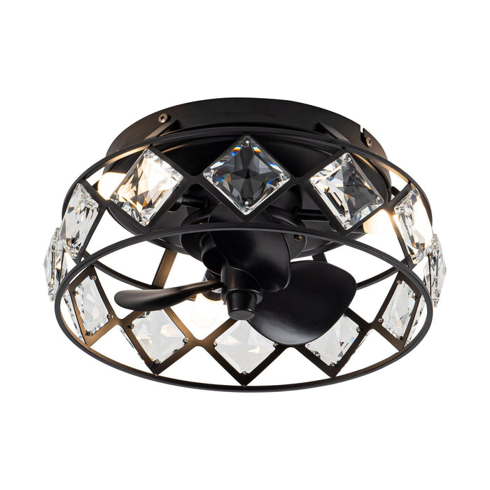 13" Srinager Modern DC Motor Flush Mount Reversible Crystal Ceiling Fan with Lighting and Remote Control - Sweatfully