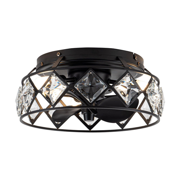 13" Srinager Modern DC Motor Flush Mount Reversible Crystal Ceiling Fan with Lighting and Remote Control - Sweatfully