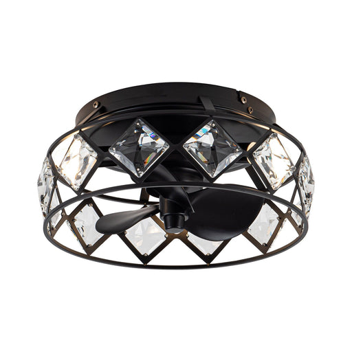13" Srinager Modern DC Motor Flush Mount Reversible Crystal Ceiling Fan with Lighting and Remote Control - Sweatfully