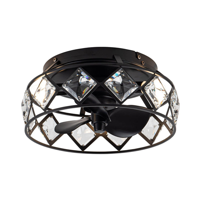 13" Srinager Modern DC Motor Flush Mount Reversible Crystal Ceiling Fan with Lighting and Remote Control - Sweatfully