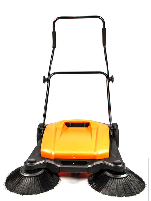 SM650 27.5" Manual Push Powered Floor Sweeper, Triple Brushes, Indoor and Outdoor - Sweatfully