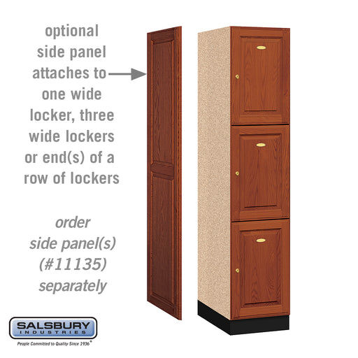 Salsbury 16" Wide Triple Tier Solid Oak Executive Wood Locker - 1 Wide - 6 Feet High - 21 Inches Deep - Medium Oak - Sweatfully