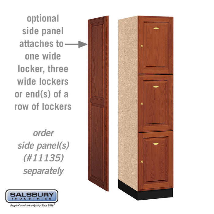 Salsbury 16" Wide Triple Tier Solid Oak Executive Wood Locker - 1 Wide - 6 Feet High - 21 Inches Deep - Medium Oak - Sweatfully
