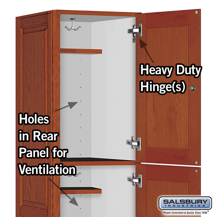Salsbury 16" Wide Triple Tier Solid Oak Executive Wood Locker - 1 Wide - 6 Feet High - 21 Inches Deep - Medium Oak - Sweatfully