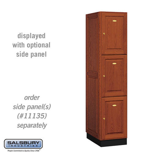 Salsbury 16" Wide Triple Tier Solid Oak Executive Wood Locker - 1 Wide - 6 Feet High - 21 Inches Deep - Medium Oak - Sweatfully