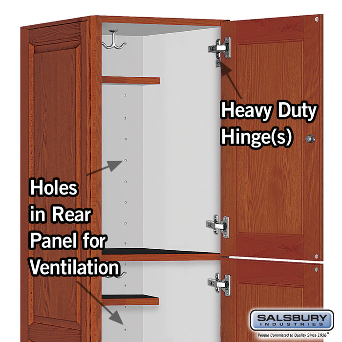 Salsbury 16" Wide Triple Tier Solid Oak Executive Wood Locker - 1 Wide - 6 Feet High - 24 Inches Deep - Medium Oak - Sweatfully