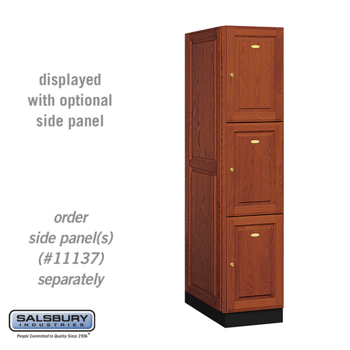 Salsbury 16" Wide Triple Tier Solid Oak Executive Wood Locker - 1 Wide - 6 Feet High - 24 Inches Deep - Medium Oak - Sweatfully