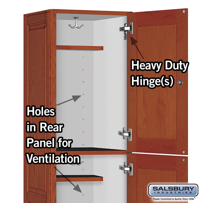 Salsbury 16" Wide Triple Tier Solid Oak Executive Wood Locker - 1 Wide - 6 Feet High - 18 Inches Deep - Medium Oak - Sweatfully