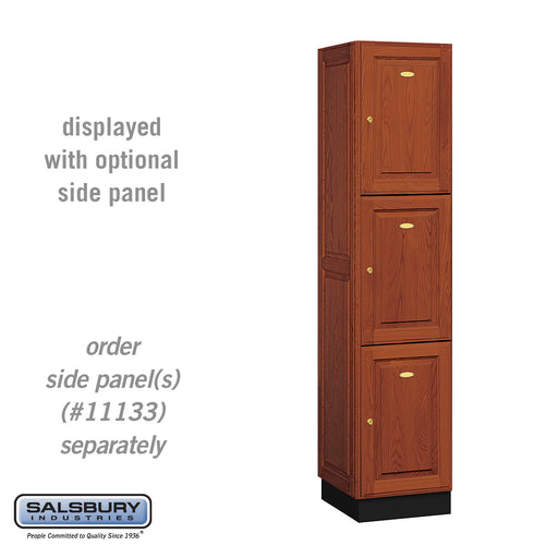 Salsbury 16" Wide Triple Tier Solid Oak Executive Wood Locker - 1 Wide - 6 Feet High - 18 Inches Deep - Medium Oak - Sweatfully