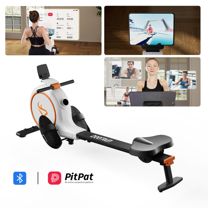 DeerRun RW600 Adjustable 32-Level Magnetic Resistance Long Slide Rail Smart Rowing Machine with PitPat App - Sweatfully