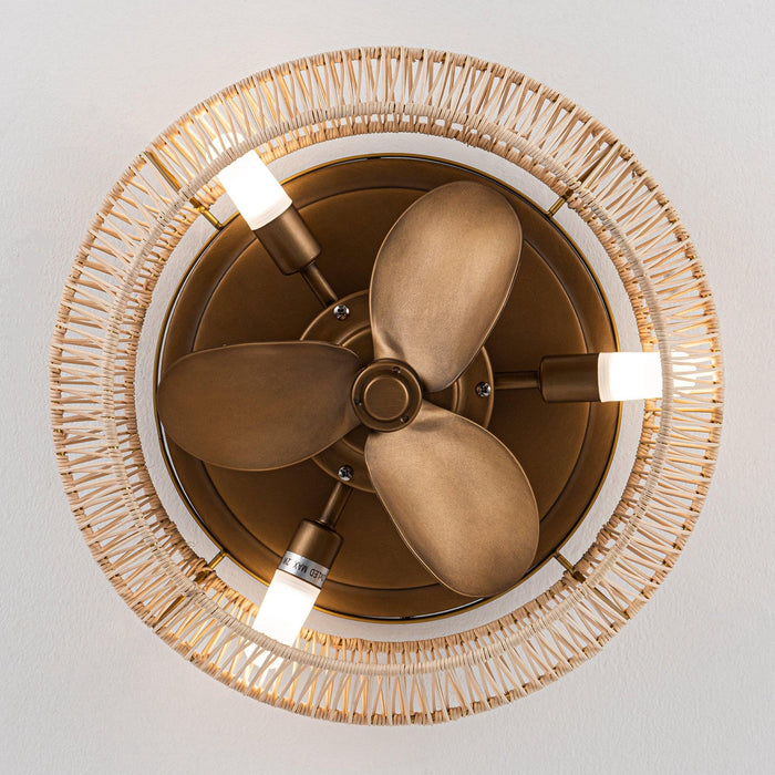 14" Farmhouse DC Motor Flush Mount Reversible Iron Ceiling Fan with LED Lighting and Remote Control - Sweatfully