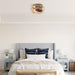 14" Farmhouse DC Motor Flush Mount Reversible Iron Ceiling Fan with LED Lighting and Remote Control - Sweatfully