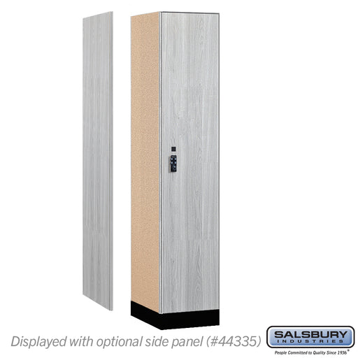 Salsbury 15" Wide Premier Wood Locker - Single Tier - 1 Wide - 6 Feet High - 21" Deep - Silver Teak - Resettable Combination Locks - Sweatfully