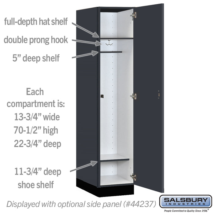 Salsbury 15" Wide Premier Wood Locker - Single Tier - 1 Wide - 6 Feet High - 24" Deep - Carbon Mesh - Hasps - Sweatfully