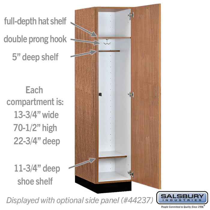 Salsbury 15" Wide Premier Wood Locker - Single Tier - 1 Wide - 6 Feet High - 24" Deep - Red Oak - Hasps - Sweatfully