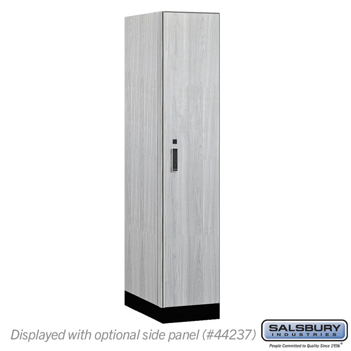 Salsbury 15" Wide Premier Wood Locker - Single Tier - 1 Wide - 6 Feet High - 24" Deep - Silver Teak - Electronic Locks - Sweatfully