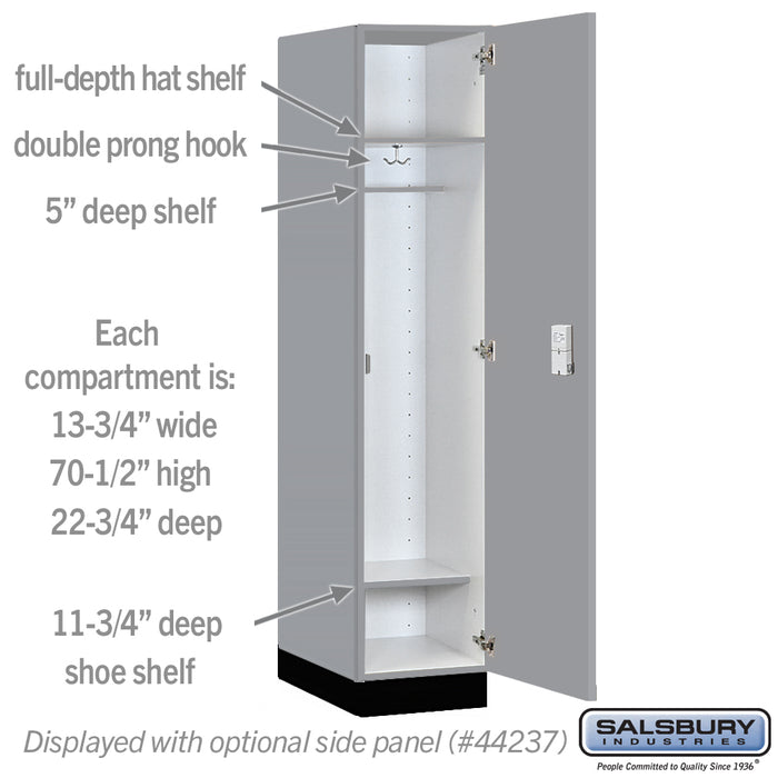 Salsbury 15" Wide Premier Wood Locker - Single Tier - 1 Wide - 6 Feet High - 24" Deep - Winter Fog - Electronic Locks - Sweatfully