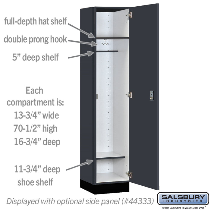 Salsbury 15" Wide Premier Wood Locker - Single Tier - 1 Wide - 6 Feet High - 18" Deep - Carbon Mesh - Resettable Combination Locks - Sweatfully